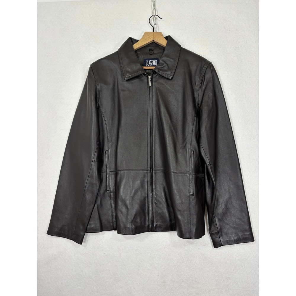 Blassport Leather Jacket Mens Large‎ Full Zip Minimalist Moto 100% Leather